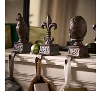 Dibor Set Of 3 Antique Brown Decorative Stocking Hook Fireplace Stocking Holder Christmas Stocking Holders