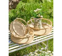 Dibor Set of 3 Traditional Bamboo Nesting Decorative Trays in Natural Dibor Natural