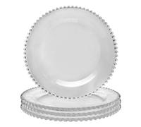 Dibor Set of 4 Bella Perle Christmas Dinner Tableware Charger Plate Serving Plates Dia 33cm in Clear | Size: 4 Pack Dibor Clear 4 Pack