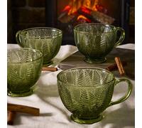 Dibor Set Of 4 Botanical Green Leaves Afternoon Tea Cups