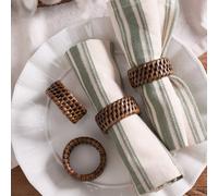Dibor Set Of 4 Brown Natural Rattan Dining Table Napkin Rings