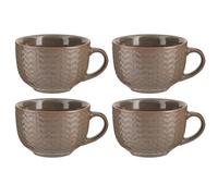 Dibor Set Of 4 Dark Grey Large Stoneware Cups Coffee Mugs