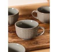 Dibor Set of 4 Dark Grey Large Stoneware Cups Coffee Mugs | Size: 4 Pack Dibor Grey 4 Pack