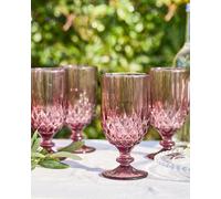 Dibor Set of 4 Diamond Pink Drinking Glass Wine Goblets Festive Christmas Decor Glassware 320ml | Size: 4 Pack Dibor Pink 4 Pack