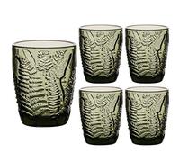 Dibor Set of 4 Embossed Green Fern 280ml Tumbler Drinking Glasses