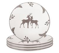 Dibor Set Of 4 Grey Stag Christmas Tableware Serving Dish Christmas Dinner Plates Dia27Cm