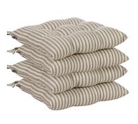 Dibor Set of 4 Grey Striped Indoor Dining Chair Seat Pad Cushions L40cm x W40cm | Size: 40 cm x 40 cm Dibor Grey 40 cm x 40 cm