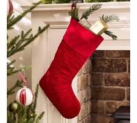 Dibor Set of 4 Harrington Quilted Red Velvet Xmas Gift Christmas Stocking | Size: 4 Pack Dibor Red 4 Pack