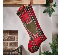 Dibor Set of 4 Highland Tartan Love Heart Xmas Gift Christmas Stocking in Red | Size: 4 Pack Dibor Red 4 Pack