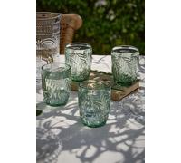 Dibor Set of 4 Laurier Green Embossed Leaf Drinking Glass Short Tumblers Festive Christmas Decor Glassware 320ml | Size: 4 Pack Dibor Green 4 Pack