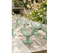 Dibor Set Of 4 Laurier Green Spring Summer Embossed Leaf Footed Bowls 320Ml