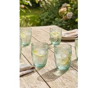 Dibor Set of 4 Laurier Green Embossed Leaf Drinking Glass Short Tumblers Festive Christmas Decor Glassware 320ml | Size: 4 Pack Dibor Green 4 Pack