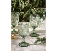 Dibor Set of 4 Laurier Green Spring Summer Embossed Leaf Drinking Glass Wine Goblets Wedding Gift 320ml | Size: 4 Pack Dibor Green 4 Pack