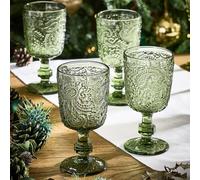Dibor Set Of 4 Luxury Bright Green Drinking Glass Spring Summer Wine Goblets 300Ml