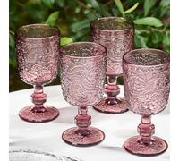 Dibor Set of 4 Luxury Spring Summer Bright Pink Drinking Glass Wine Goblets Wedding Gift 300ml | Size: 4 Pack Dibor Pink 4 Pack
