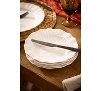 Dibor Rippled Effect White 4 Piece Side Plate Set - Size: 2.7 x 22 x 22cm - Wilko