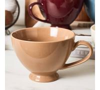 Dibor Set Of 4 Montmartre Large Mocha Cream Ceramic Christmas Tea Cups Coffee Mugs H9.7Cm X Dia13.5Cm