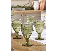 Dibor Set of 4 Palmas Green Spring Summer Embossed Drinking Glass Wine Goblets Wedding Gift 300ml | Size: 4 Pack Dibor Green 4 Pack