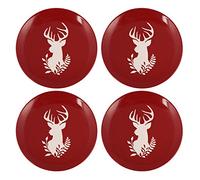Dibor Set of 4 Red Reindeer Dishwasher Microwave Safe Side Plates - D20.5cm