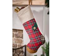 Dibor Set of 4 Red Tartan Patchwork Xmas Gift Christmas Stocking | Size: 4 Pack Dibor Red 4 Pack