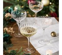 Dibor Set Of 4 Ribbed Champagne Saucers And Gin Glasses Festive Christmas Decor Glassware 280Ml