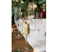 Dibor Set of 4 Ribbed Vintage Style Champagne Flutes 260ml - Christmas Prosecco Glasses Gift in Clear | Size: 4 Pack Dibor Clear 4 Pack