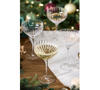 Dibor Set of 4 Ribbed Vintage Style Champagne Saucers & Coupe Glasses - Christmas & New Year Toast Glasses in Clear | Size: 4 Pack Dibor Clear 4 Pack
