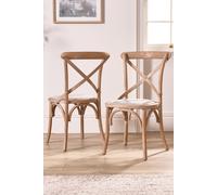 Dibor Set of 4 Rustic Vintage Nemours Solid Wood Frame Home Furniture Dining Chairs in Natural Dibor Natural