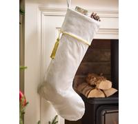 Dibor Set of 4 Silver Kensington Velvet Xmas Gift Decoration Christmas Stocking | Size: 4 Pack Dibor Silver 4 Pack