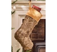 Dibor Set of 4 Traditional Beresford Light Brown Faux Fur Christmas Stocking in White | Size: 4 Pack Dibor White 4 Pack