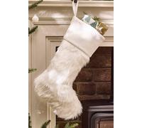 Dibor Set of 4 Traditional Beresford White Faux Fur Xmas Christmas Stocking in Brown | Size: 4 Pack Dibor Brown 4 Pack