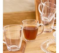Dibor Set Of 4 Traditional Clear Glass Coffee Mug Tea Cups 360Ml