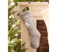 Dibor Set of 4 Traditional Grey Chunky Knit Xmas Gift Christmas Stocking | Size: 4 Pack Dibor Grey 4 Pack