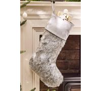 Dibor Set of 4 Traditional Grey Faux Fur Xmas Gift Christmas Stocking in Dark Brown | Size: 4 Pack Dibor Dark Brown 4 Pack