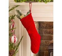 Dibor Set of 4 Traditional Red Chunky Knit Xmas Gift Christmas Stocking | Size: 4 Pack Dibor Red 4 Pack