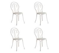Dibor Set of 4 Vintage Antique White Outdoor Garden Furniture Bistro Chairs Dibor White