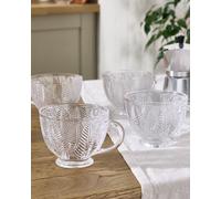 Dibor Set of 4 Vintage Embossed Botanical Design Mulled Tea Coffee Mugs 400ml in Clear | Size: 4 Pack Dibor Clear 4 Pack