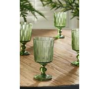 Dibor Set of 4 Vintage Luxury Green Trailing Leaf Drinking Goblet Glasses Festive Christmas Decor Glassware 350ml | Size: 4 Pack Dibor Green 4 Pack