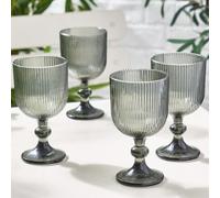 Dibor Set Of 4 Vintage Luxury Grey Ribbed Drinking Wine Glass Wine Goblets Spring Summer Wedding Decor Glassware 360Ml