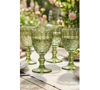 Dibor Set of 4 Vintage Luxury Spring Summer Green Drinking Wine Glass Wine Goblets Wedding Gift 350ml | Size: 4 Pack Dibor Green 4 Pack