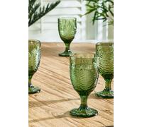 Dibor Set of 4 Vintage Luxury Spring Summer Green Leaf Embossed Drinking Glass Wine Goblets Wedding Gift 230ml | Size: 4 Pack Dibor Green 4 Pack