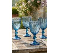 Dibor Set of 4 Vintage Luxury Sapphire Blue Drinking Wine Glass Wine Goblets Festive Christmas Decor Glassware 350ml | Size: 4 Pack Dibor Blue 4 Pack