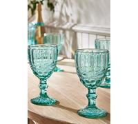 Dibor Set of 4 Vintage Luxury Turquoise Drinking Glass Wine Goblets Festive Christmas Decor Glassware 350ml in Green | Size: 4 Pack Dibor Green 4 Pack