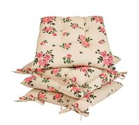 Dibor Set Of 4 Vintage Rose Green Summer Garden Outdoor Cushion Seat Pads L40Cm X W40Cm