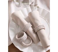 Dibor Set of 4 White Rattan Dining Table Napkin Rings in Natural Dibor Natural