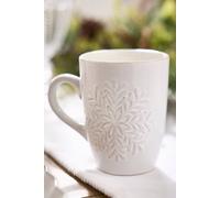 Dibor Set Of 4 White Snowflake Christmas Festive Season Coffee Mugs H11.1 X W8.7Cm