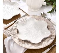 Dibor Set Of 4 White Snowflake Christmas Dinner Plates W19.7Cm