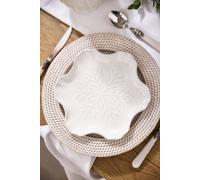 Dibor Set of 4 White Snowflake Christmas Dinner Plates W19.7cm | Size: 4 Pack Dibor White 4 Pack