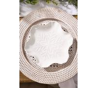 Dibor Set of 4 White Snowflake Christmas Dinner Side Plates W16.1cm | Size: 4 Pack Dibor White 4 Pack