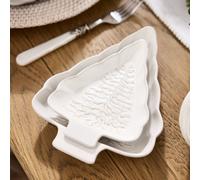 Dibor Set Of 4 White Tree Christmas Dinner Side Plates W16.9Cm